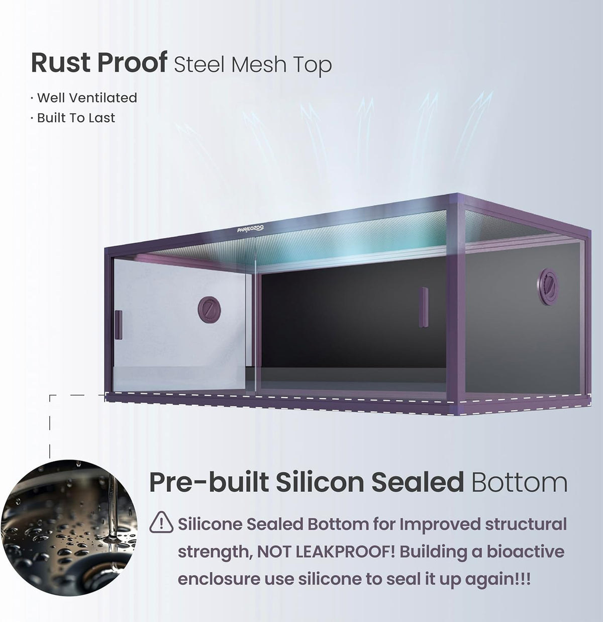 85 Gallon Reptile Tank, Front Opening Snake Tank for Easy Maintenance, Reptile Enclosure with Top