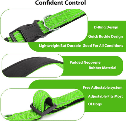 Reflective Dog Collar Padded with Soft Neoprene Breathable Quick Release Basic Dog Collars for