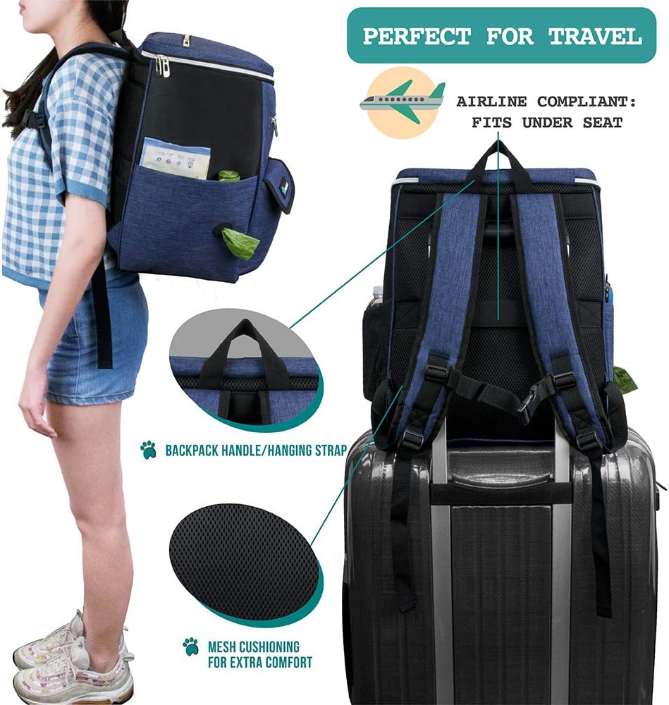 PetAmi Dog Travel Bag Backpack, Airline Approved Dog Bags for Traveling, Puppy Diaper Bag Supplies