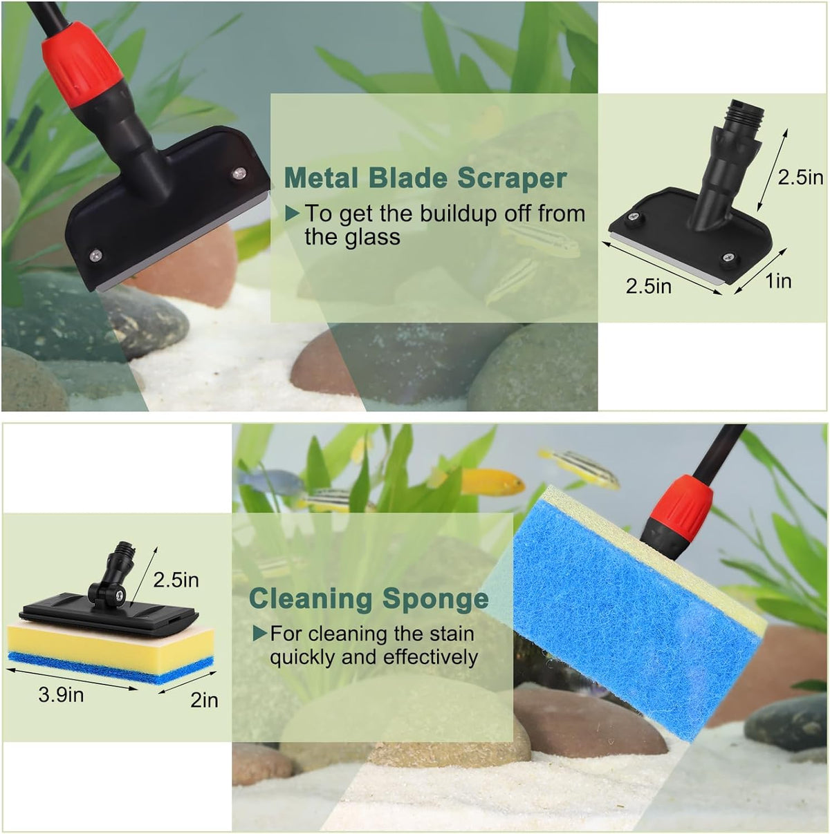 hygger Easy Clean Fish Tank Cleaner, 6 in 1 Aquarium Cleaning Tools Kit with Extendable Handle