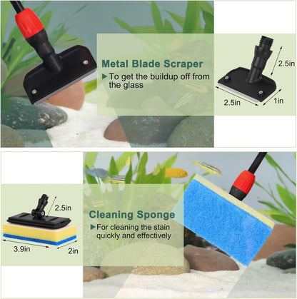hygger Easy Clean Fish Tank Cleaner, 6 in 1 Aquarium Cleaning Tools Kit with Extendable Handle