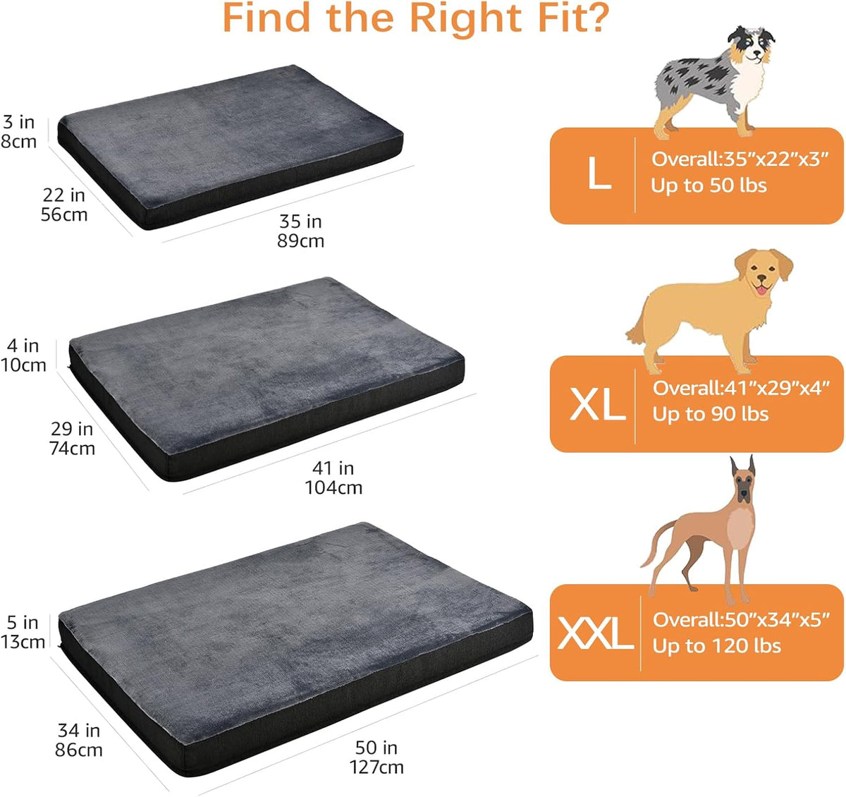 Amazon Basics Dog Bed with Cooling Gel Memory Foam, Pressure-Relief Support for Dogs up to 50lbs