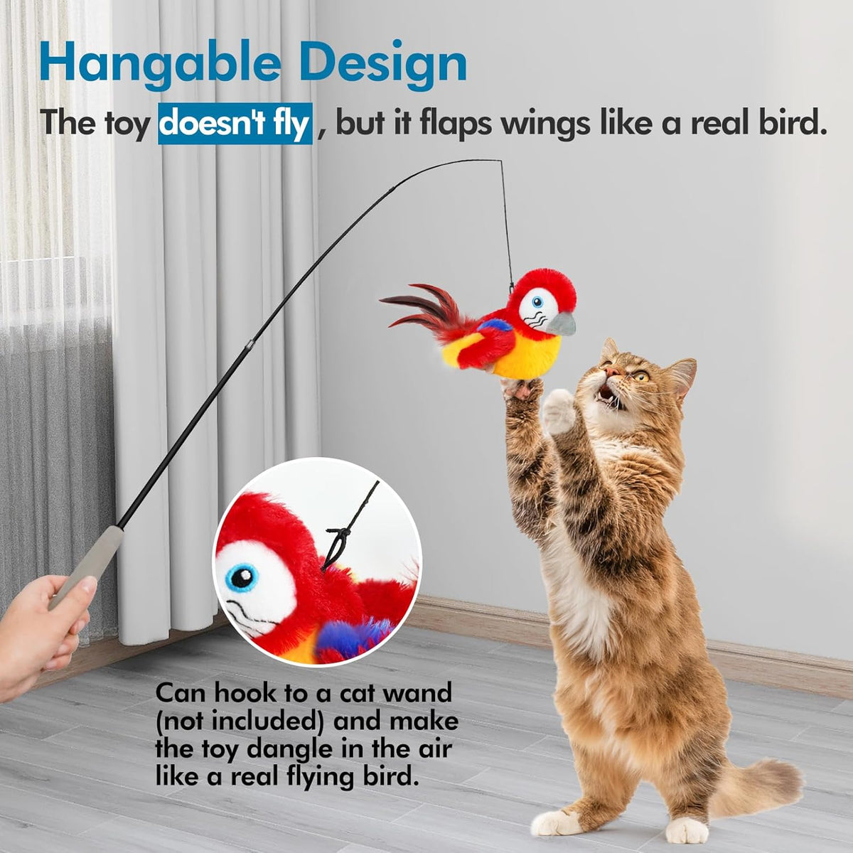 Vannon Cat Toys Flapping Bird(Cannot Fly), Rechargeable Touch Activated Kitten Toy Interactive Cat