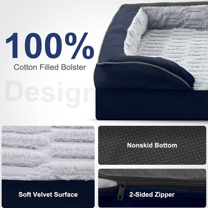 FURTIME Orthopedic Dog Bed for Extra Large Dogs - XL Plus Washable Dog Sofa Beds, Supportive Foam