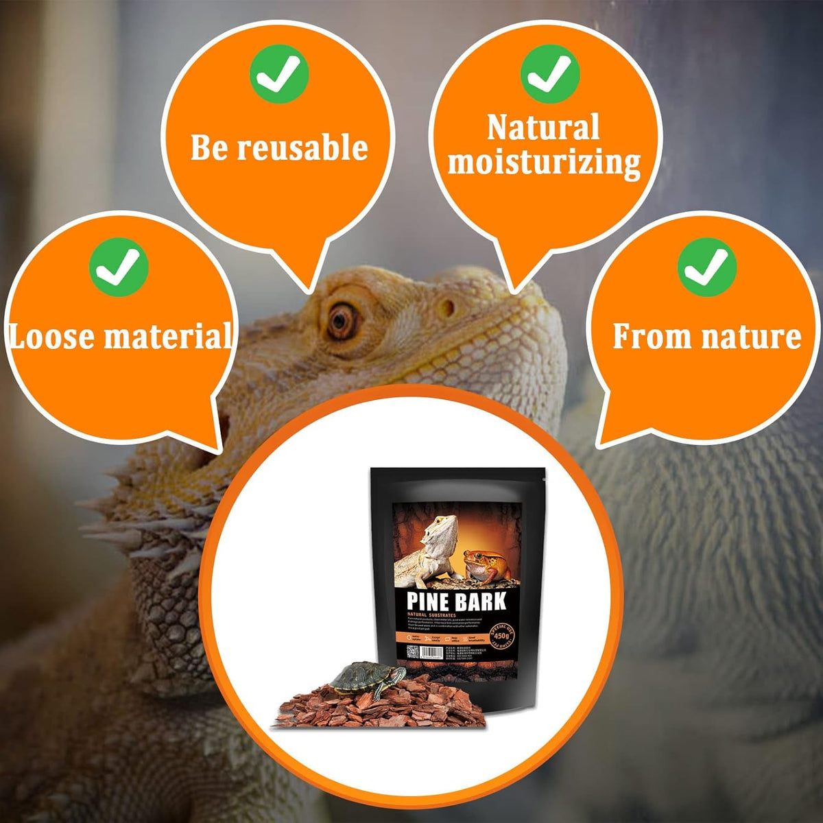 BNOSDM Reptile Cork Bark Substrate Bedding Tortoise Natural Cork Wood Chips Reptile Breeding