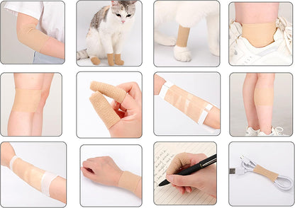 24 Pack Brown Breathable Self Adhesive Bandage Wrap 2 in, Multi-Purpose Non-Woven Cohesive Wrap