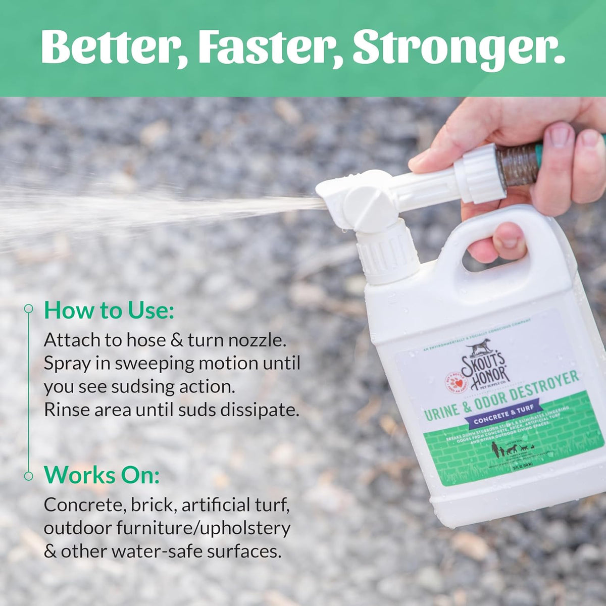 SKOUT'S HONOR Pet Urine & Odor Destroyer Concrete & Turf - Professional Strength, Plant-Powered