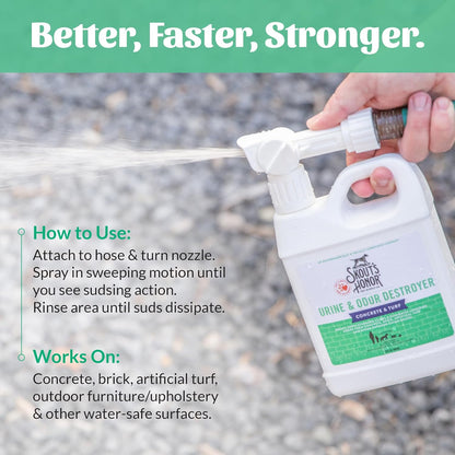 SKOUT'S HONOR Pet Urine & Odor Destroyer Concrete & Turf - Professional Strength, Plant-Powered