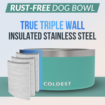 Coldest Dog Bowl - Anti Rust Metal, Non Slip, 3 Layers Insulated Stainless Steel Dog Bowls - Spill
