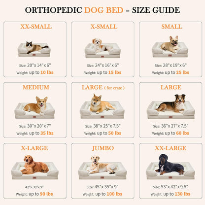 Comfort Expression XXL Dog Bed Waterproof, Extra Large Dog Beds Orthopedic Foam, Washable Dogs Sofa