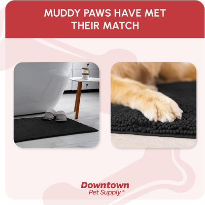 My Doggy Place Microfiber Dog Mat for Muddy Paws, 36" x 26" Black - Absorbent and Quick-Drying Dog