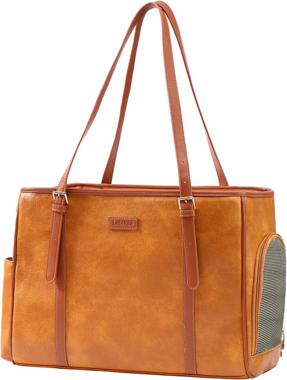 Fashion Dog Purse Pet Carrier Leather Bag for Small Dogs Cats Puppy, Portable Tote Bag Airline