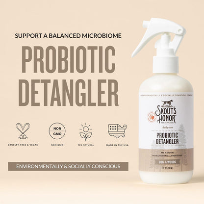 Skout's Honor Pet Detangler Spray - Hydrating & Conditioning with Avocado Oil & Probiotics, 97%