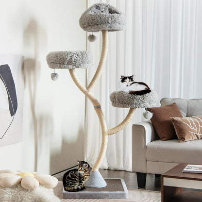 PETSITE 70" Tall Cat Tree, Cat Tower with Scratching Posts and Board, Multi-Level Cat Tower for
