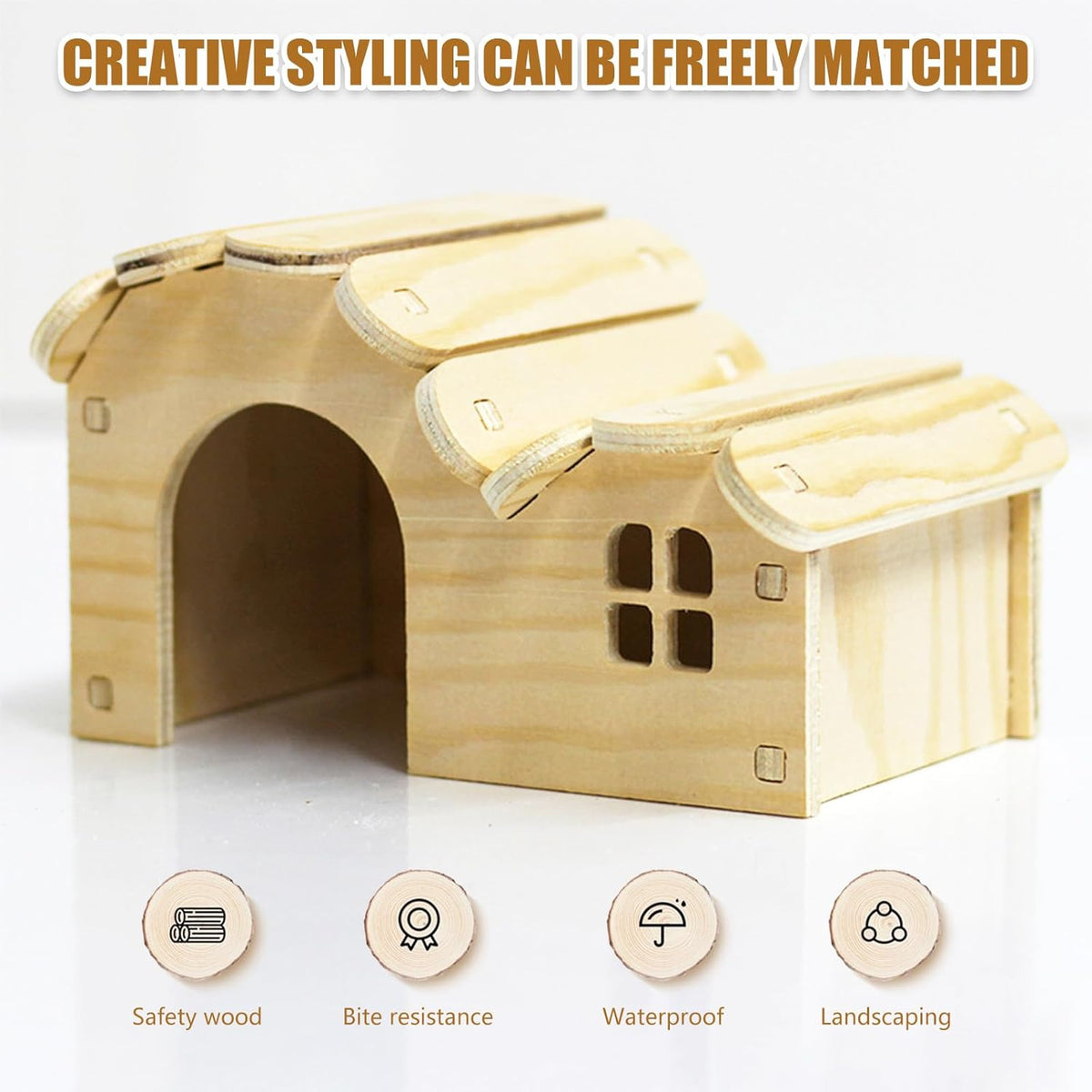 Hamster Toys 5-Piece Set,Hamster House, Swing, Climbing Ladder, Seesaw & Exercise Wheel,Pet DIY