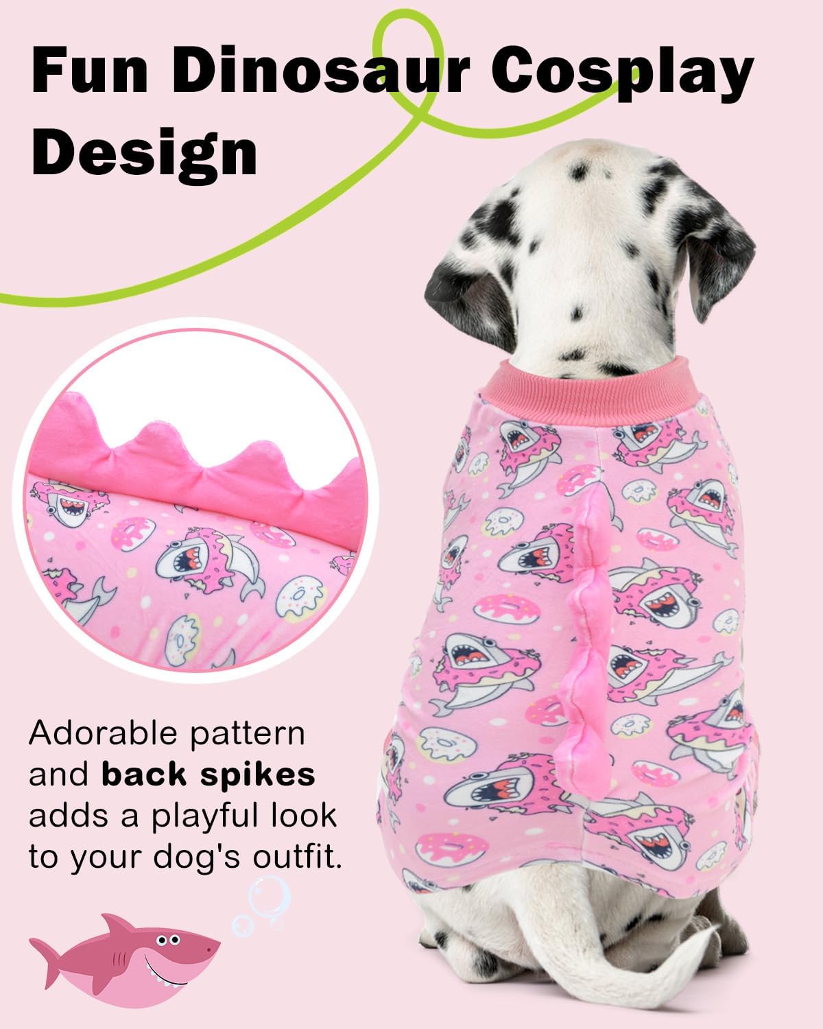 CuteBone Dinosaur Costume Dog Pajamas, Stretchy Spandex Crystal Velvet Sleepwear Coat for Small