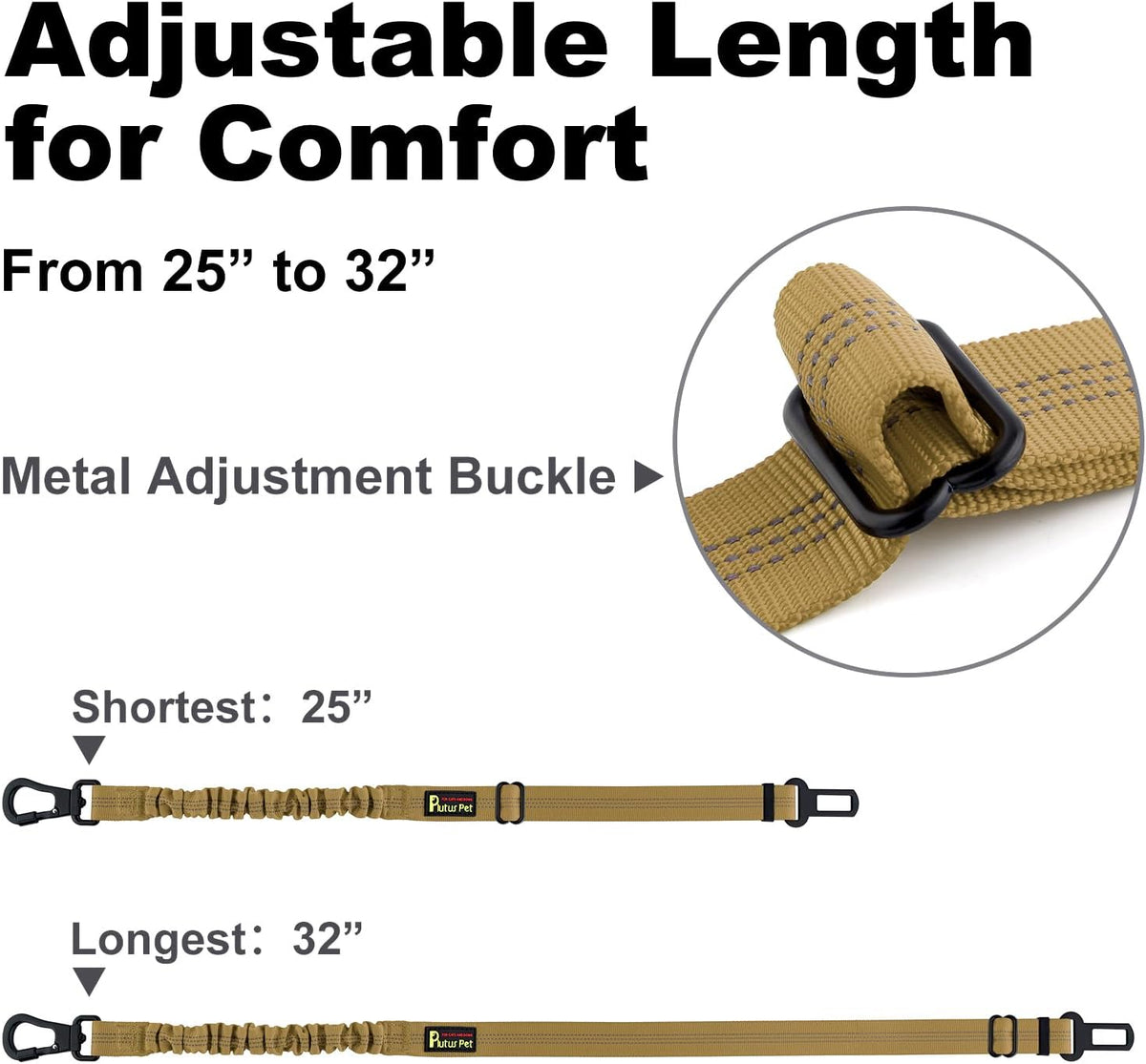 Plutus Pet Dog Seat Belt for Car, Adjustable Dog Car Harness with Carabiner Clip, Reflective Dog