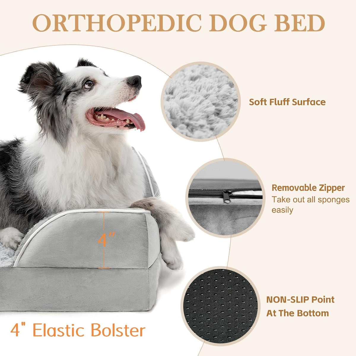 Comfort Expression Medium Dog Beds Waterproof Orthopedic Foam Dog Sofa Beds for Medium Large Dogs