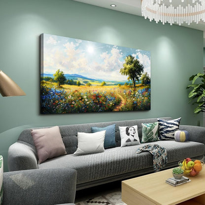 hyidecorart Nature Field Scenery Abstract Painting Framed Wall Art For Living Room Bedroom Wall