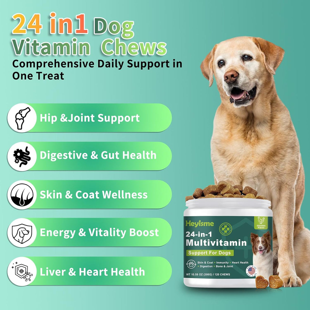 Dog Multivitamin, Glucosamine Chondroitin for Dogs, Dog Vitamins and Supplements, Probiotics, Krill