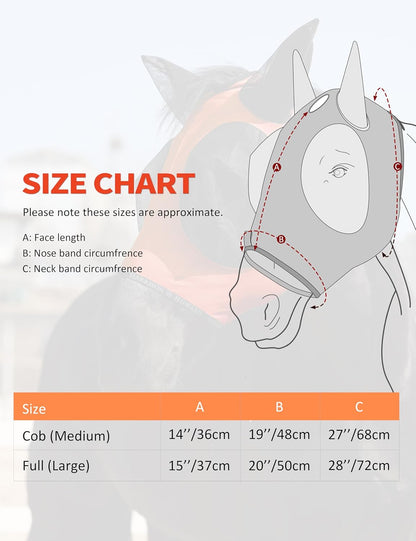 Harrison Howard Horse Fly Mask with Forelock Opening Stretch Breathable and Comfortable for Horses