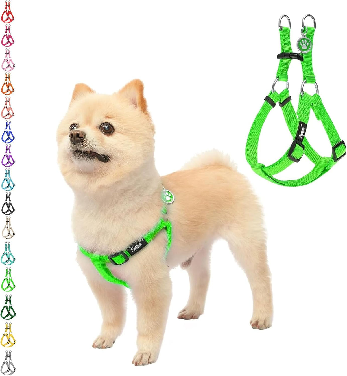 PUPTECK No Pull Dog Harness Soft Adjustable Basic Nylon Step in Puppy Vest Outdoor Walking with ID