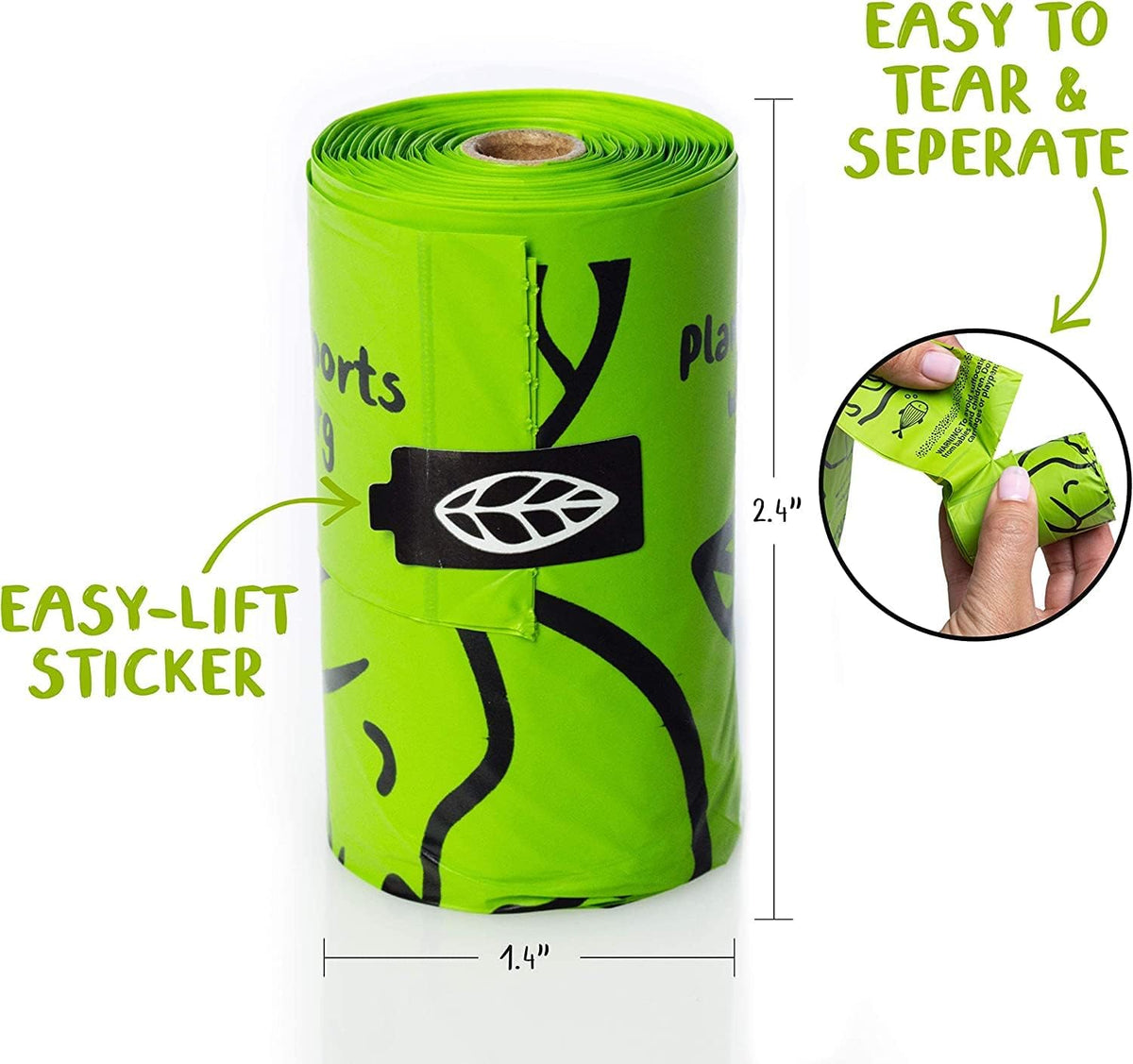 PLANET POOP Home Compostable Dog Poop Bags Extra-long with Handles 240 Un-Scented Pet Waste Bags
