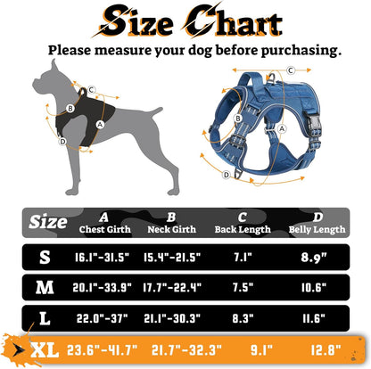 rabbitgoo Dog Harness for Large Dogs No Pull, Tactical Service Pet Vest with Molle and Control
