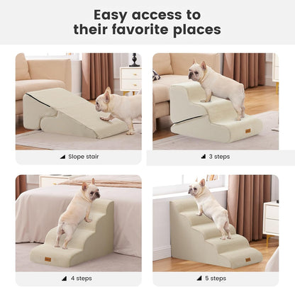 Gardner Pet Dog Stairs for Small Dogs 16.5" H, 2 in 1 Transformable 3-Step Pet Stairs and Dog Ramp
