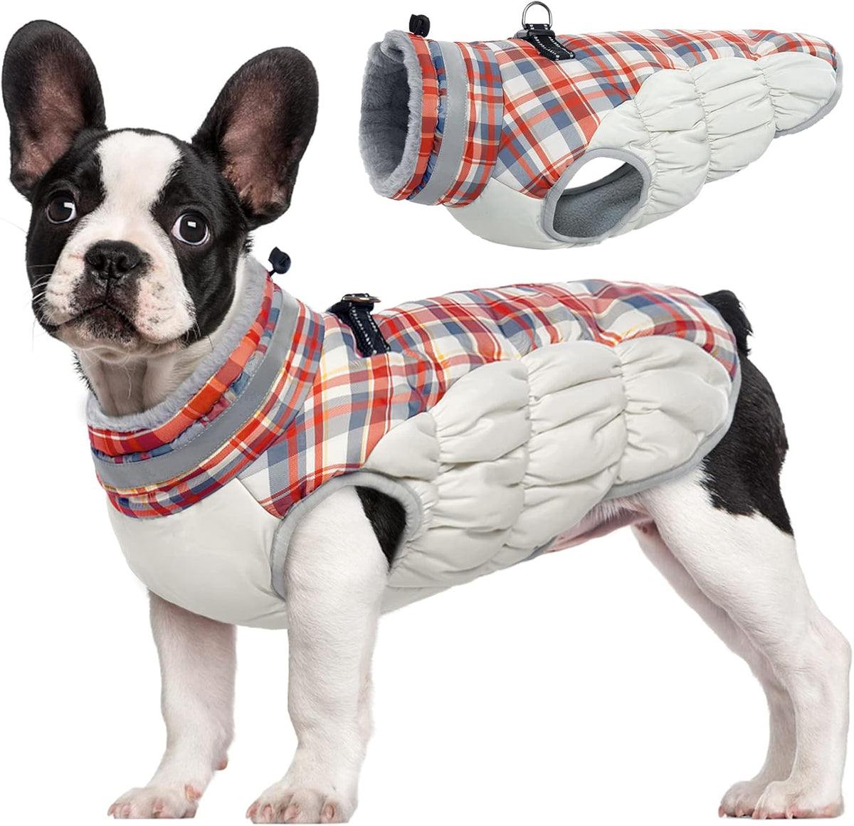 FUAMEY Dog Coat for Small Dogs,Waterproof Dog Winter Jacket with Harness Built in Puppy Cold