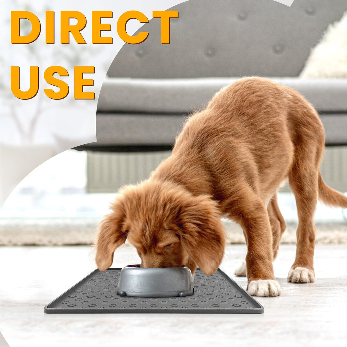 Ptlom Grey Pet Placemat for Dog and Cat, Waterproof Non-Slip Silicone Feeding Bowl Mat Prevent Food