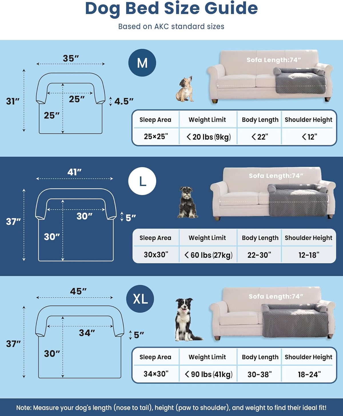 Large Cooling Dog Bed – 41 x 37 inch Waterproof Couch Cover for Dogs Washable, Non-Slip Bottom