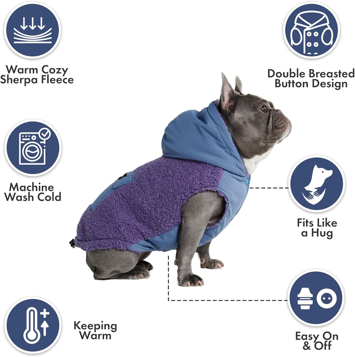 Spark Paws Reversible Dog Sweater, Sherpa Jacket Vest with Warm Fleece Lining, Warm Coat for