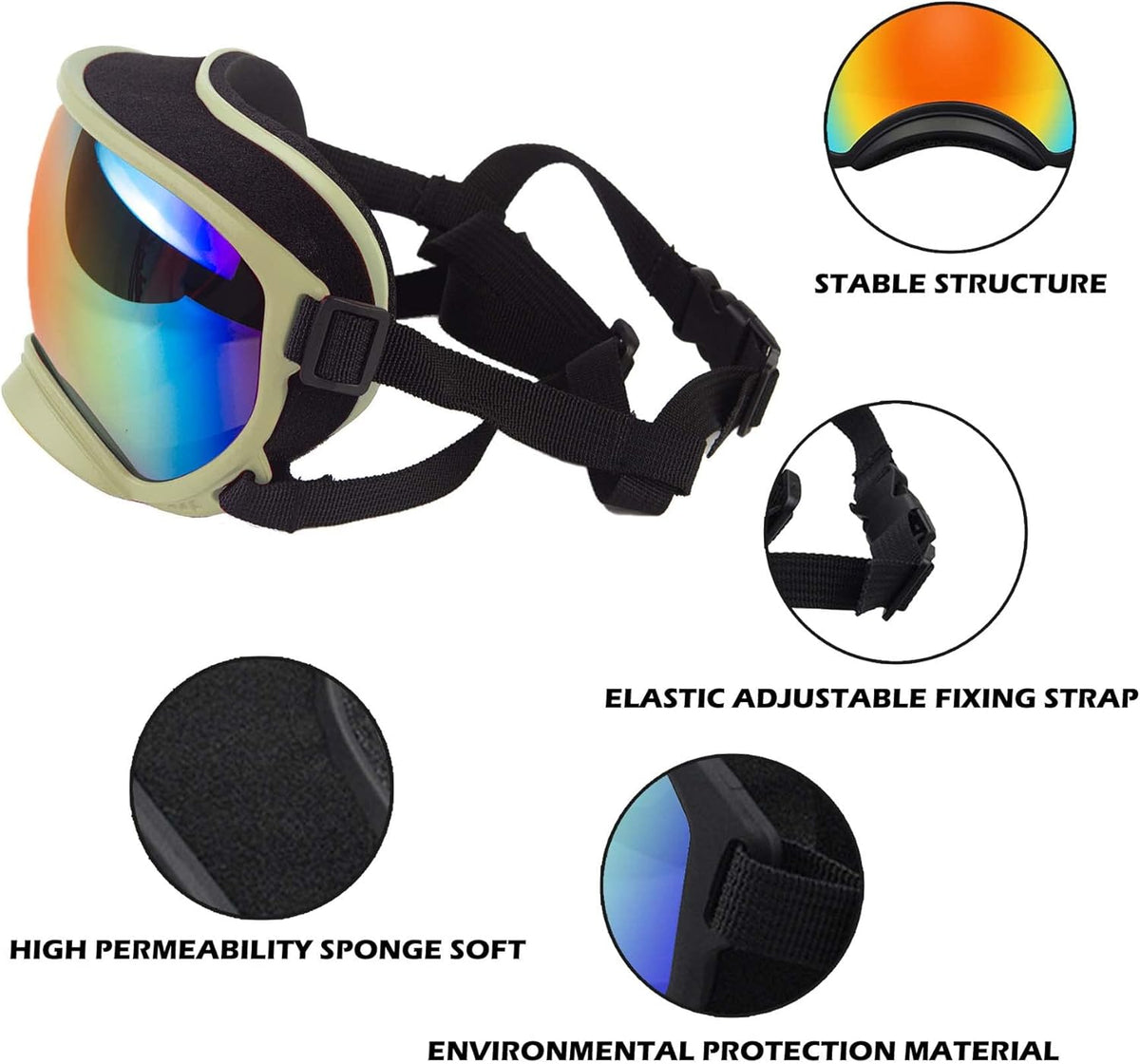 Large Dog Sunglasses with Adjustable Strap UV Protection, Winproof Puppy Sunglasses, Suitable for