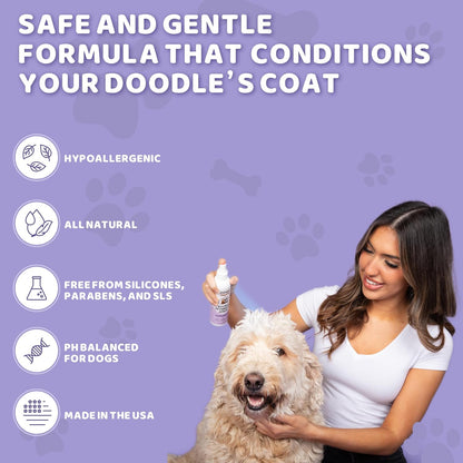 Dog Detangler Spray Dematting for Doodle - Natural Dog Leave in Conditioner Spray for Grooming and