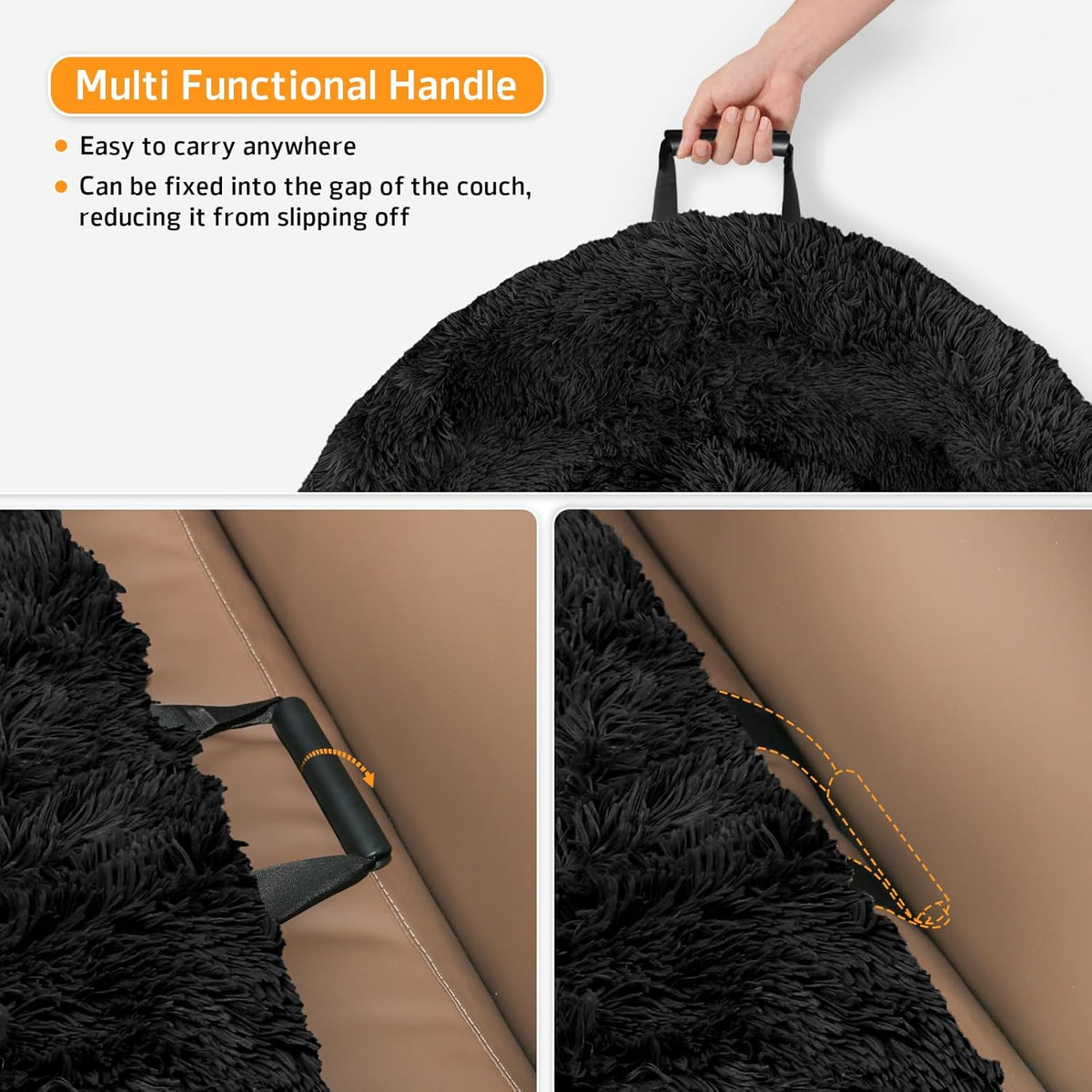 GGIB Calming Dog Bed Fluffy Plush Dog Mat for Furniture Protector with Removable Washable Cover for