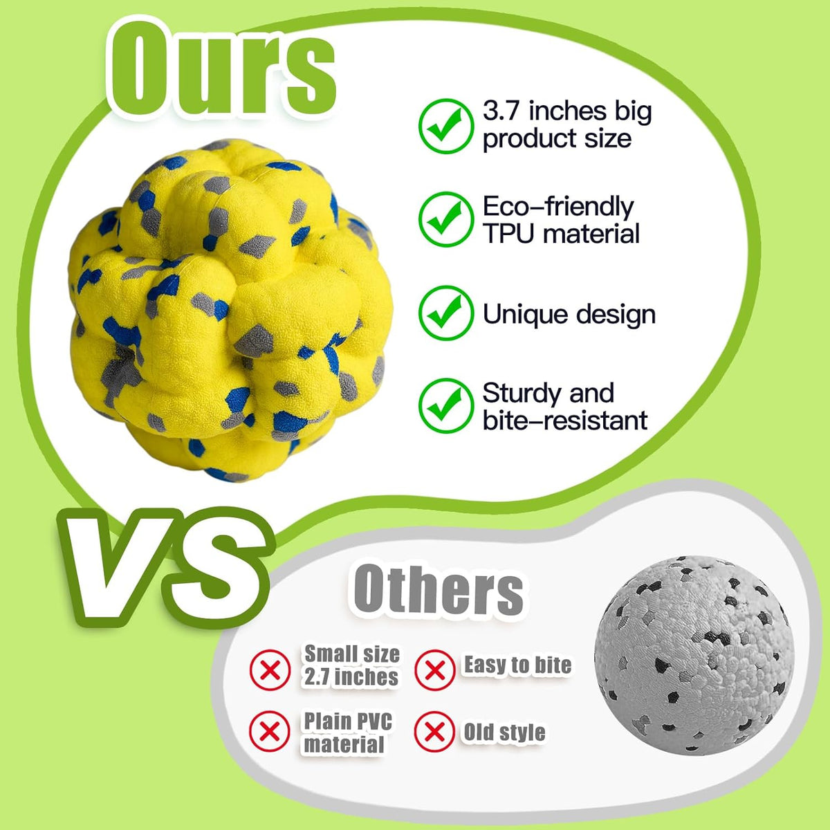 Upgrade Dog Balls Interactive Toys for Aggressive Chewers, Indestructible Tennis Durable Bouncy for