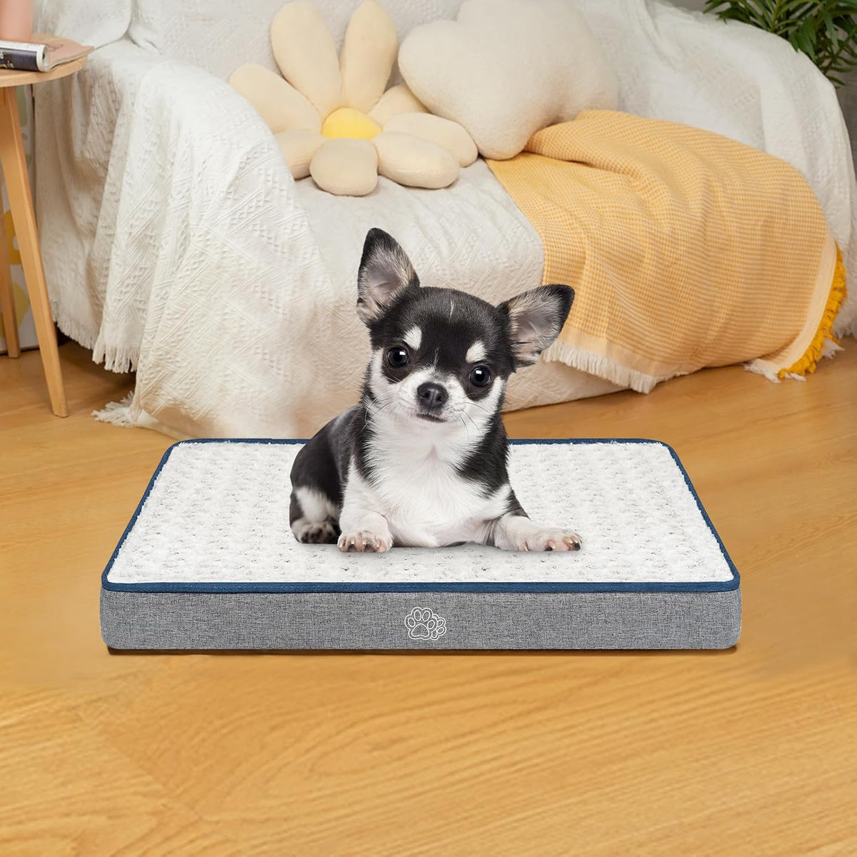 EMPSIGN Reversible Cool and Warm Dog Bed for Crate Pad, Pet Beds with Washable and Removable Cover