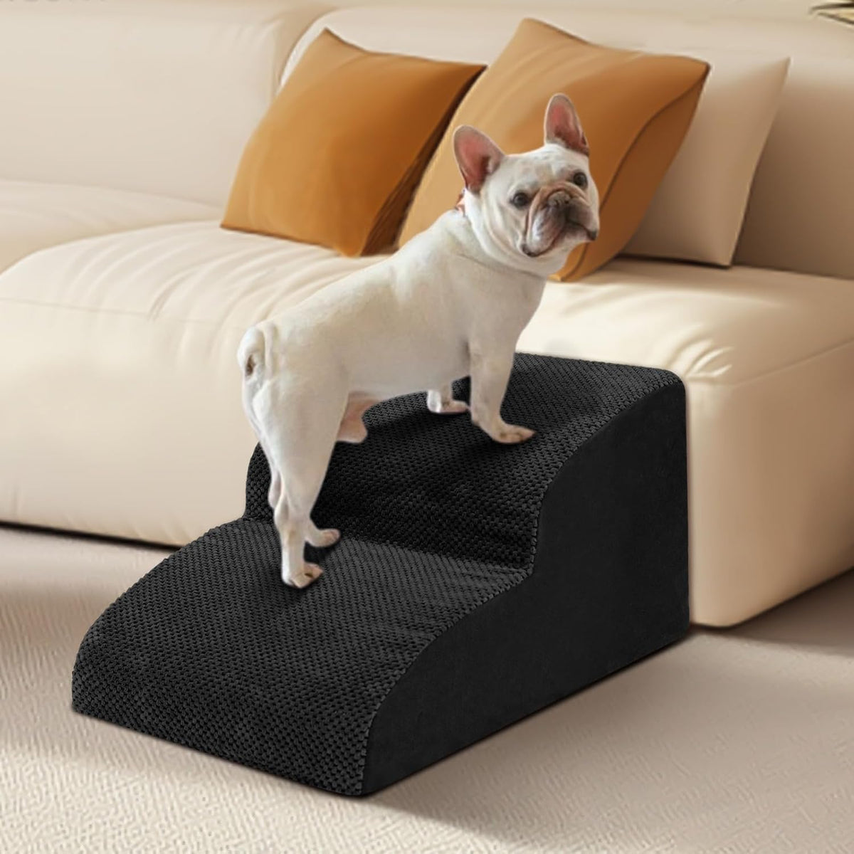 Dog Stairs for Small Dogs - High Density Foam Pet Steps, Extra Wide Dog Ramp with Non-Slip Bottom