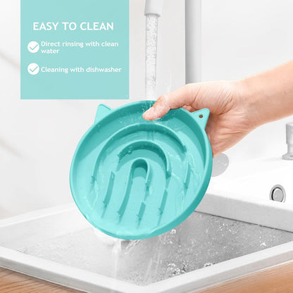 Coomazy Silicone Slow Feeder Dog Cat Bowls, Interactive Puzzle Toy for Pets Dry/Wet Food Training