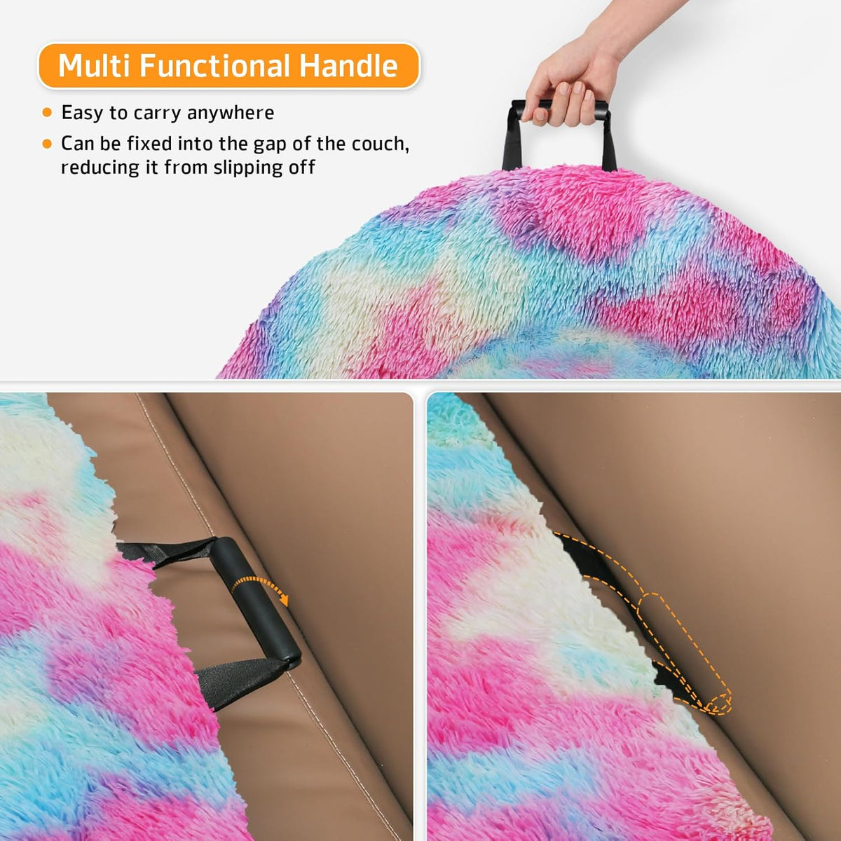 GGIB Calming Dog Bed Fluffy Plush Dog Mat for Furniture Protector with Removable Washable Cover for