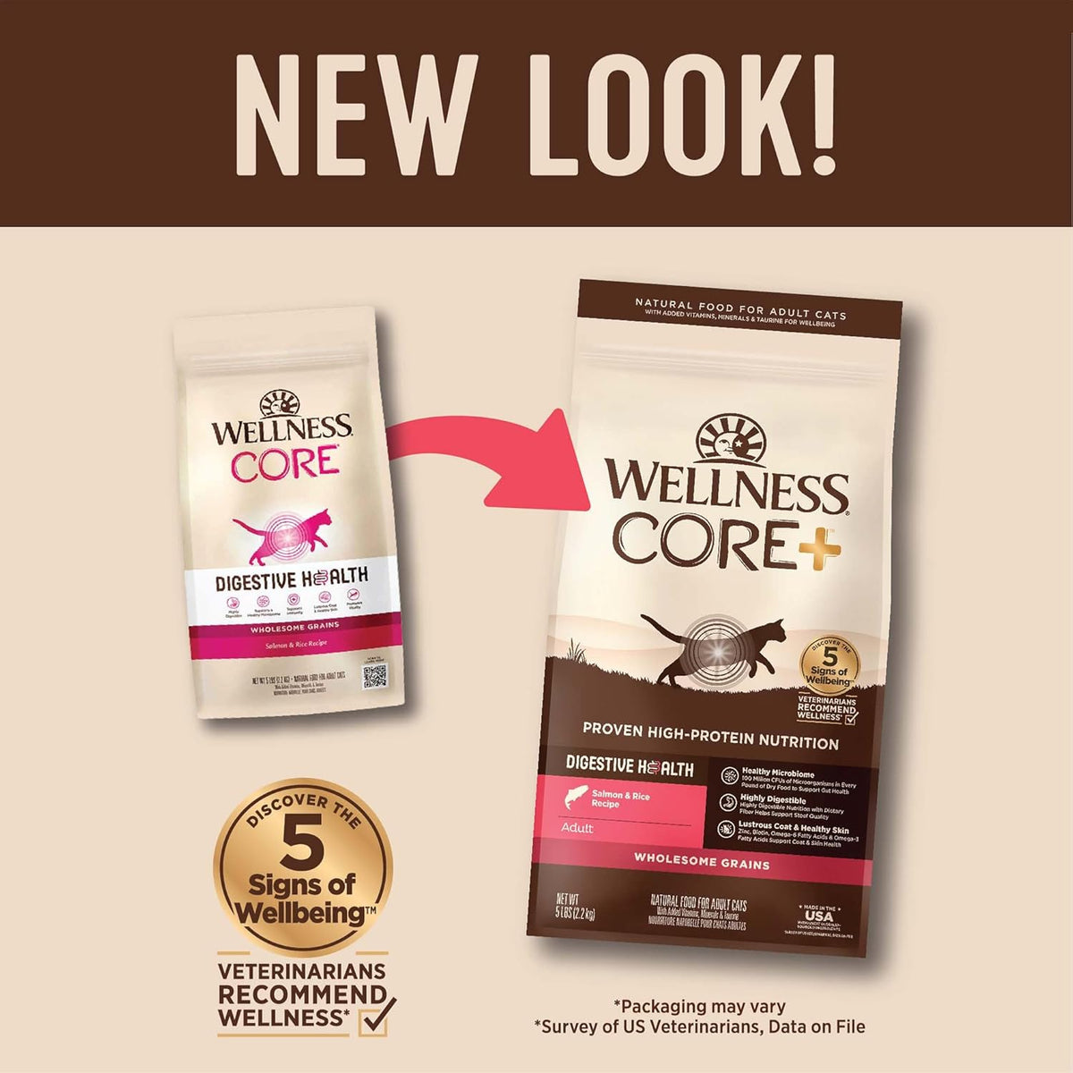 Wellness CORE+ Adult Dry Cat Food for Indoor and Outdoor Cats, Wholesome Grains, Natural, Digestive