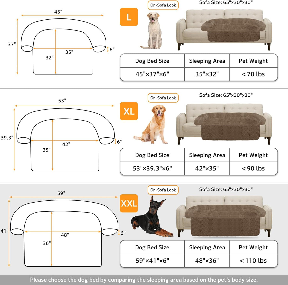 GGIB Calming Dog Bed Fluffy Plush Dog Mat for Furniture Protector with Removable Washable Cover for