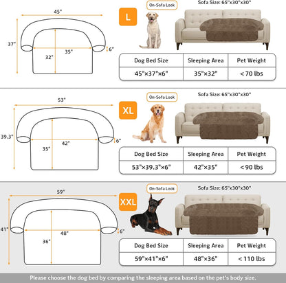GGIB Calming Dog Bed Fluffy Plush Dog Mat for Furniture Protector with Removable Washable Cover for