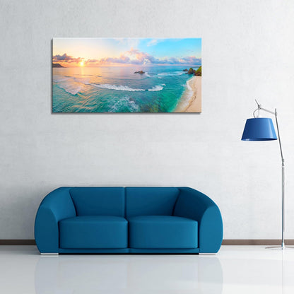 XXMWallArt FC3950 Tropical Beach Wall Art Blue Sea Sunset Natural Scenery Picture Print On Canvas