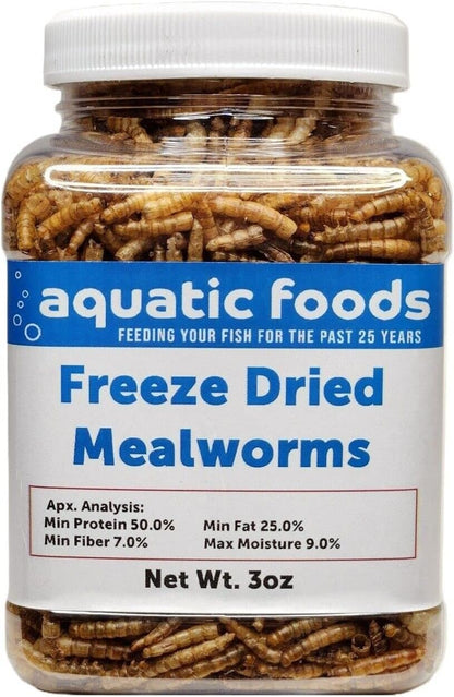 Aquatic Foods Inc. Mealworms- Freeze Dried Mealworms for Tropical Fish, Pond Fish, Reptiles