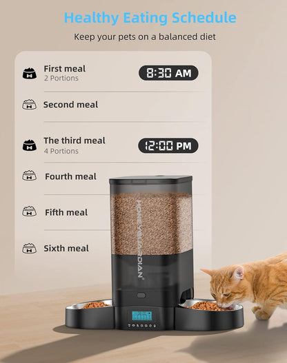 HoneyGuaridan 5L Automatic Cat Feeder for Two Cats, Cat Food Dispenser with Stainless Steel
