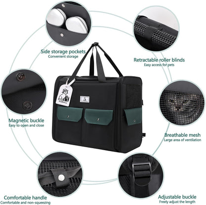 Dog Backpack, Pet Backpack with Breathable Mesh, Pet Travel Carrier with Soft Padded, Reinforced