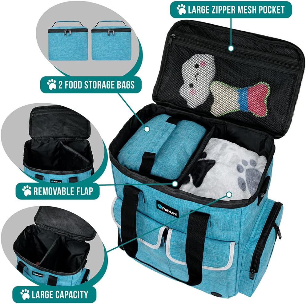 PetAmi Dog Travel Bag Pet Supplies Accessories Organizer for Traveling, Camping, Weekend; Cat Pet