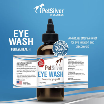 PetSilver Eye Drops for Dogs and Cats - Natural Dog Eye Wash - Relief for Inflammation & Irritation